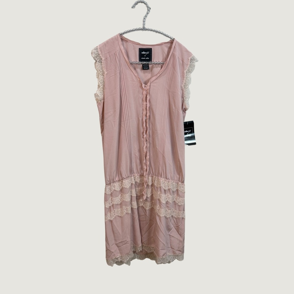 Y2K Nicole Miller Miller Girl Silk Dress Women's 6 Pink Lace Fairycore Coquette - Picture 2 of 13